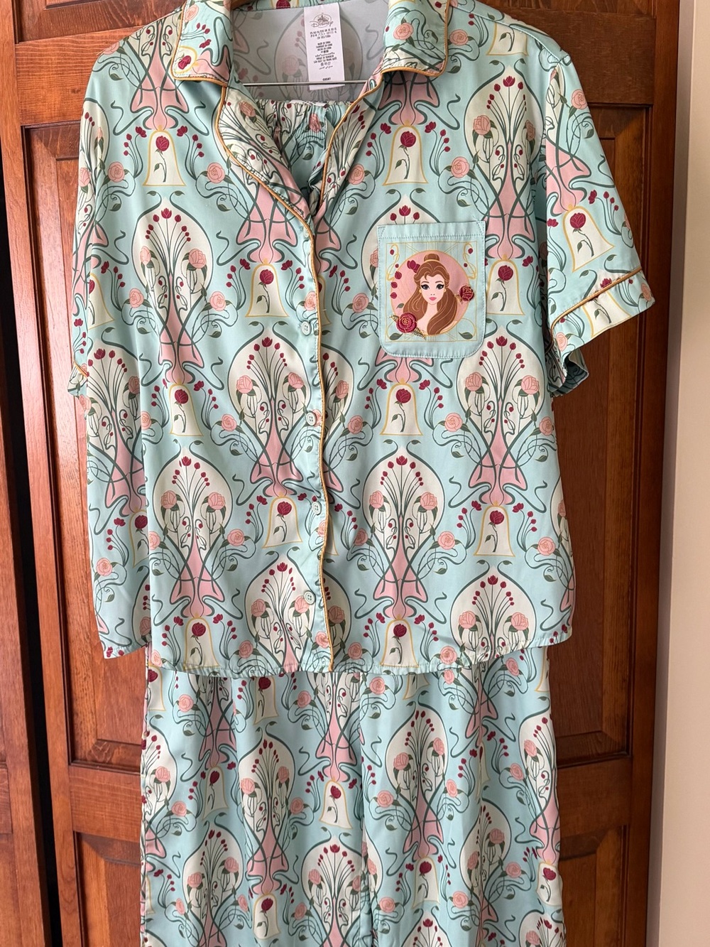 Disney Mint and Pink Belle Floral Pajama Set